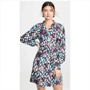 Saloni Mari Silk Printed Wrap-Style Mini Dress